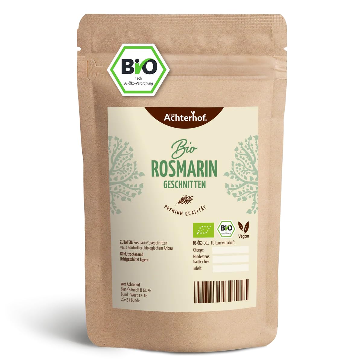 Bio-Rosmarin getrocknet geschnitten 250g vom Achterhof