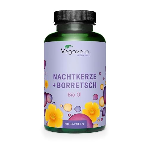 Nachtkerzenöl Kapseln mit Borretschöl, kaltgepresst, Vegavero