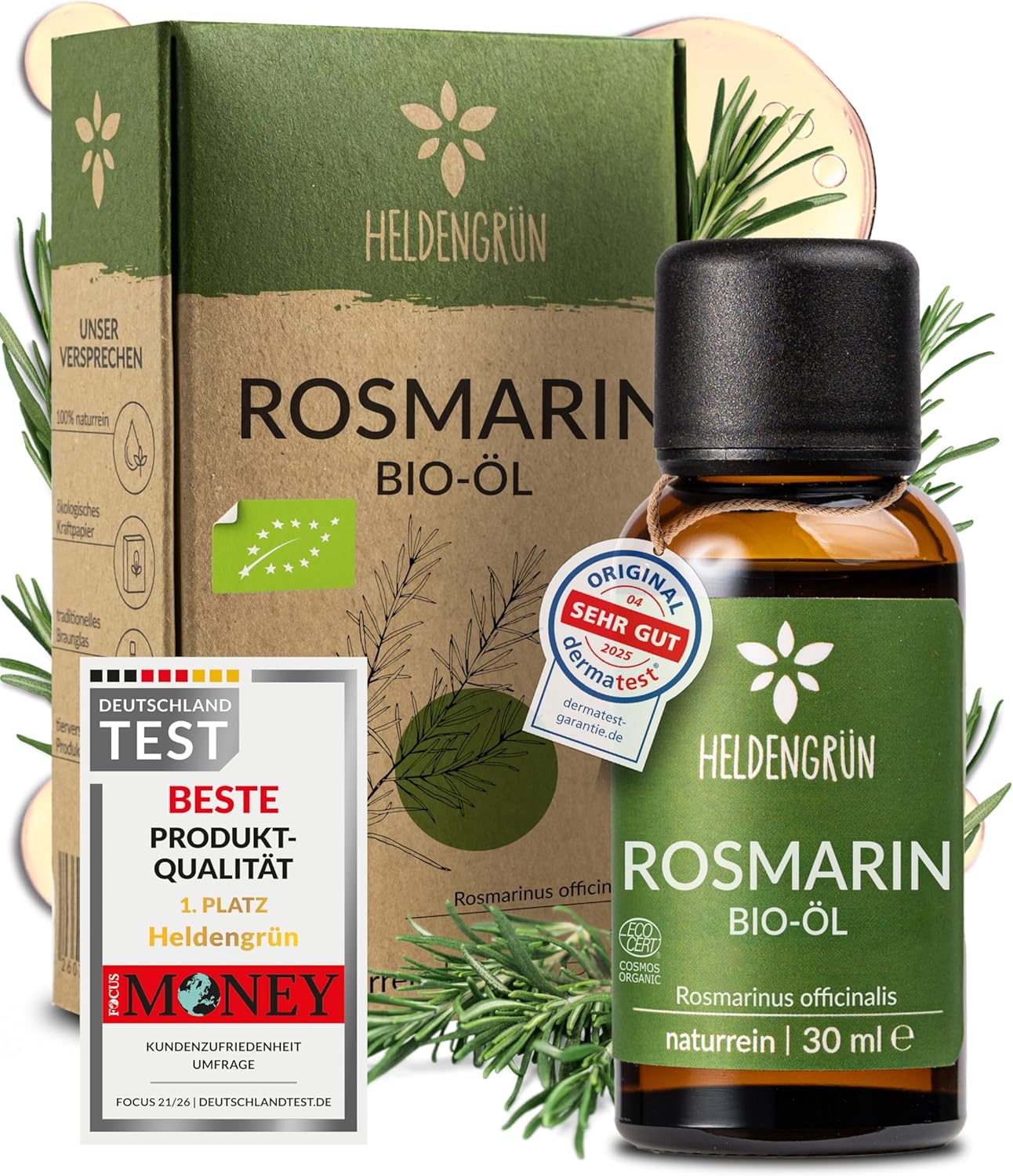 Heldengrün BIO Rosmarinöl ätherisch für Haare & Kopfhaut