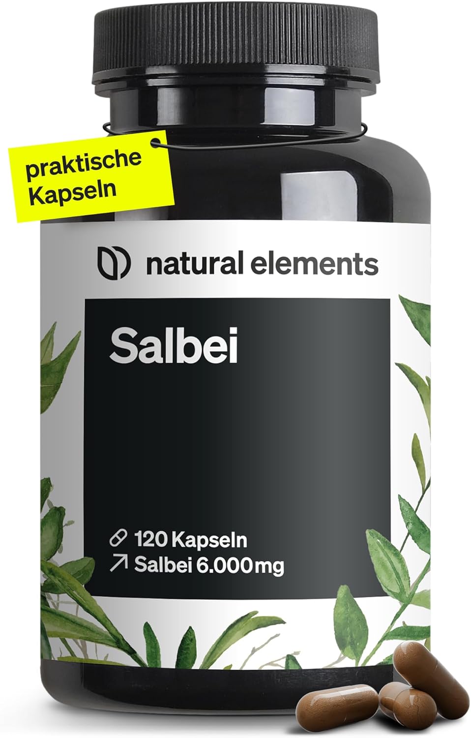 natural elements Salbei Kapseln 6000mg Extrakt 10:1, 120 Stk.