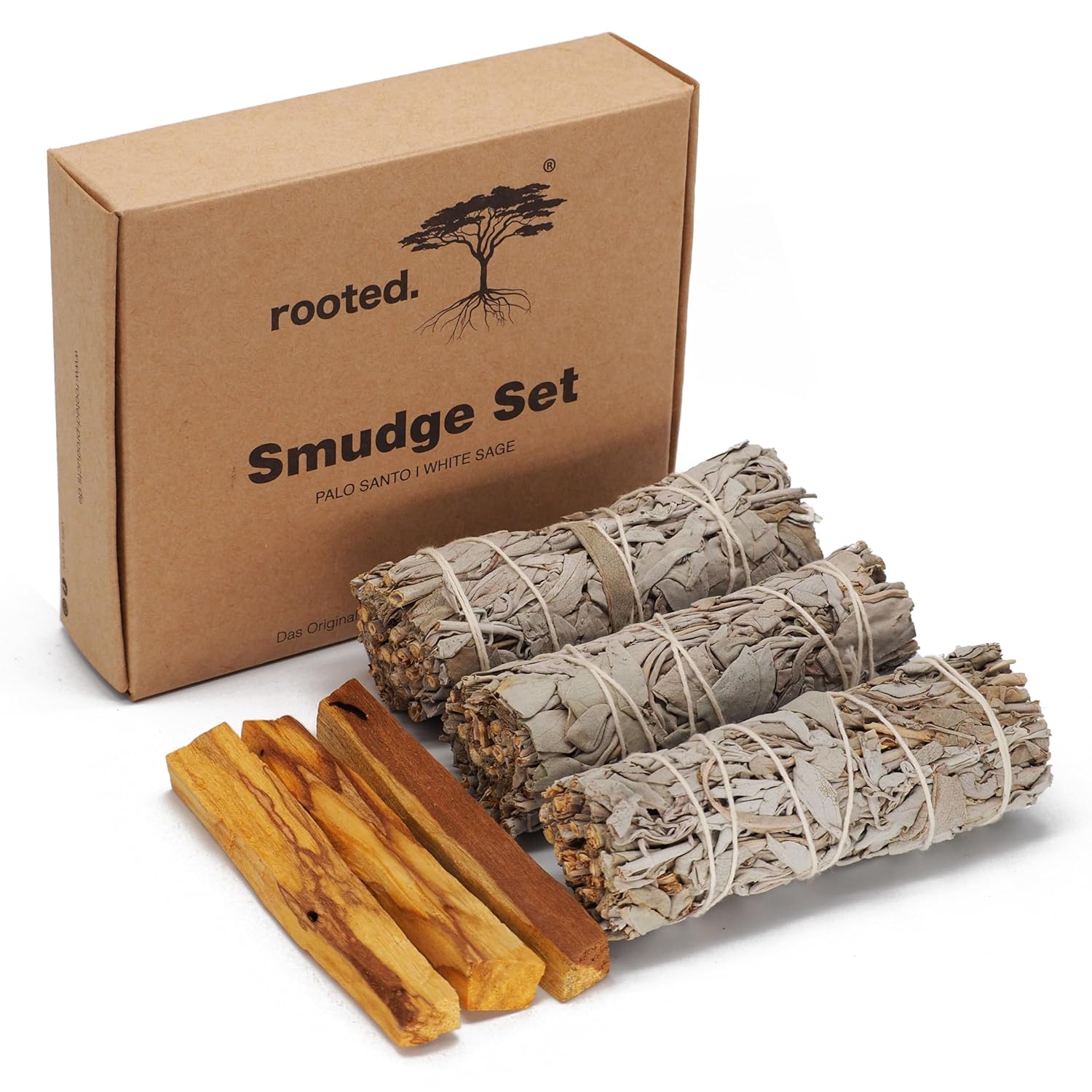 rooted® Premium Räucher-Set Bio – Salbei & Palo Santo (3+3)