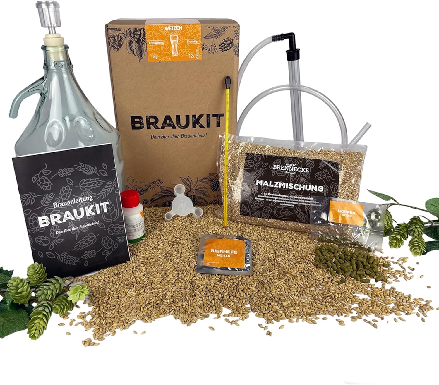 Braukit Weizen Bierbrauset mit 5L Gärflasche – Hopfen, Malz & Hefe
